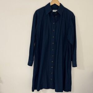 Vintage Liz Claiborne Denim Shirt Dress Western Button Front 100% Cotton 12 M-L